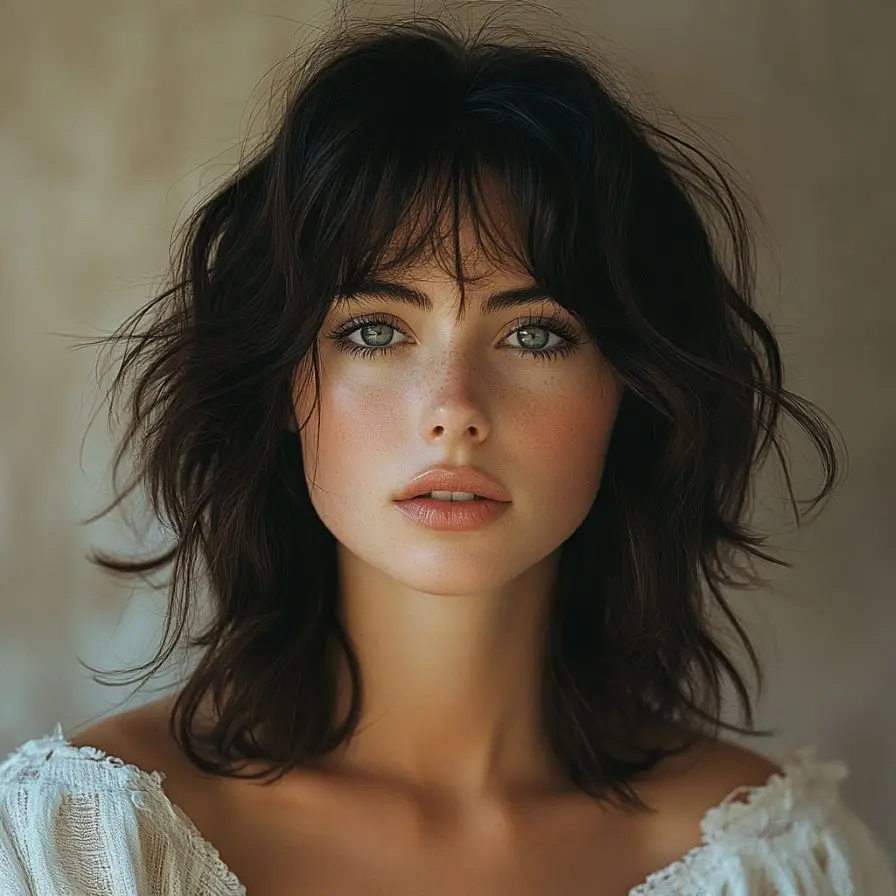 10. Messy Textured Shag for Oval Faces