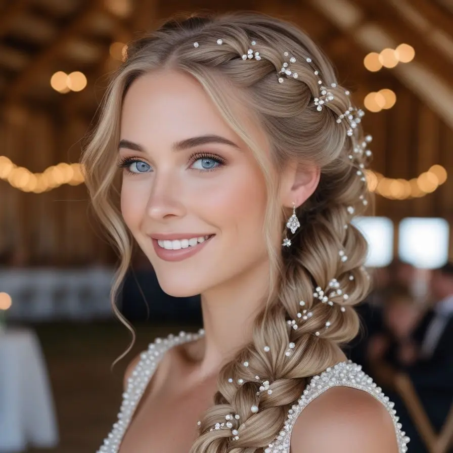 21. Delicate Pearl Finished Fishtail Braid