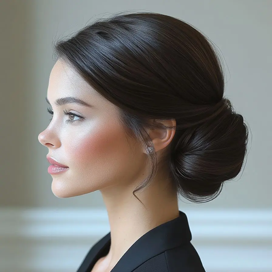 24. The Classic Sleek Bun for Oval Faces