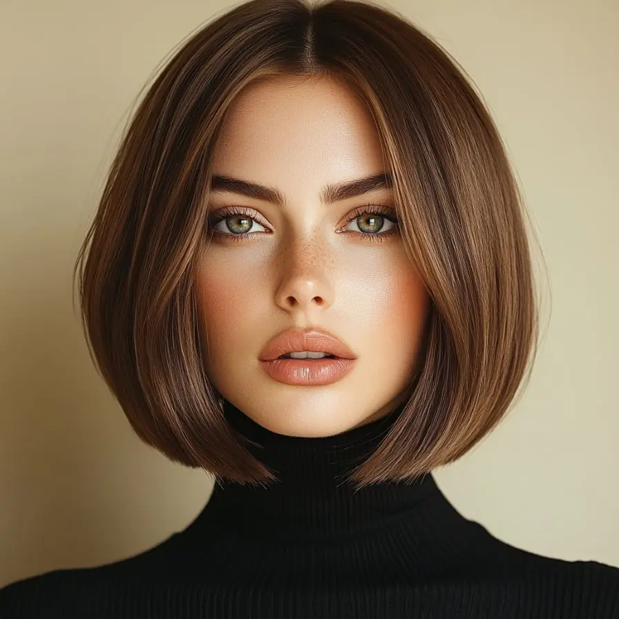 3. Chic Blunt Bob for Oval Faces