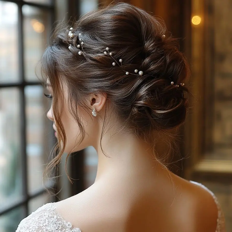 3. Sleek High Bun with Pearl Accents min