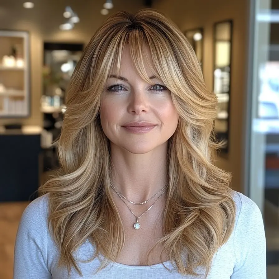 6. Curtain Bangs with Long Layers