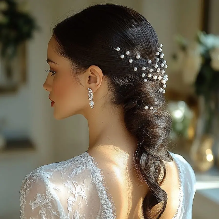 7. Chic Pearl Studded Ponytail min