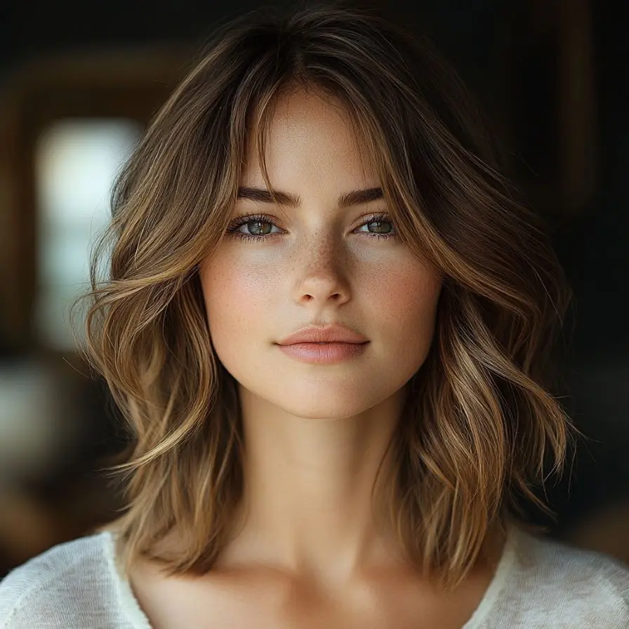 9. Feathered Layered Cut for Oval Faces