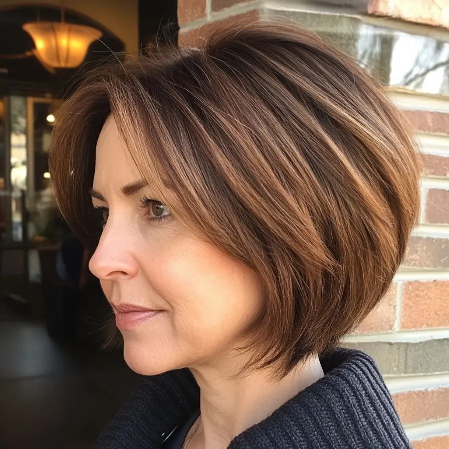 11. Angled Wedge Bob for Older Women