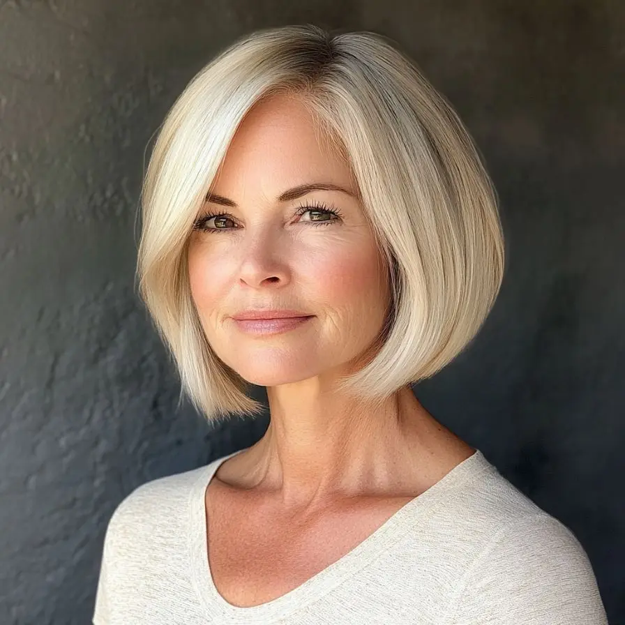 12. Blunt Wedge Bob for Older Women
