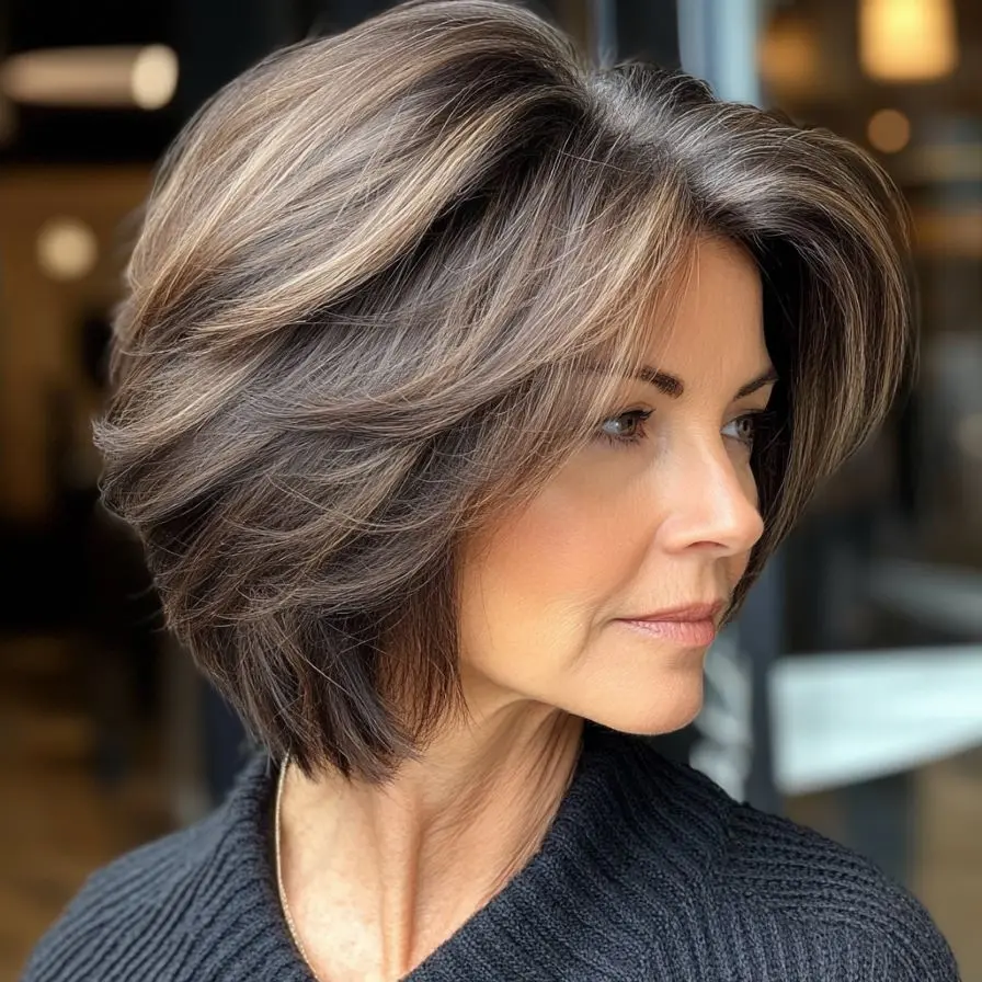 17. Wedge Bob with Layers for Older Women