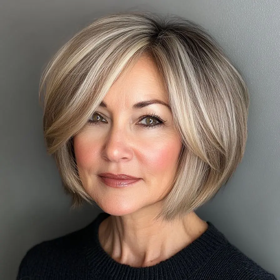 2. Stacked Wedge Bob for Older Women