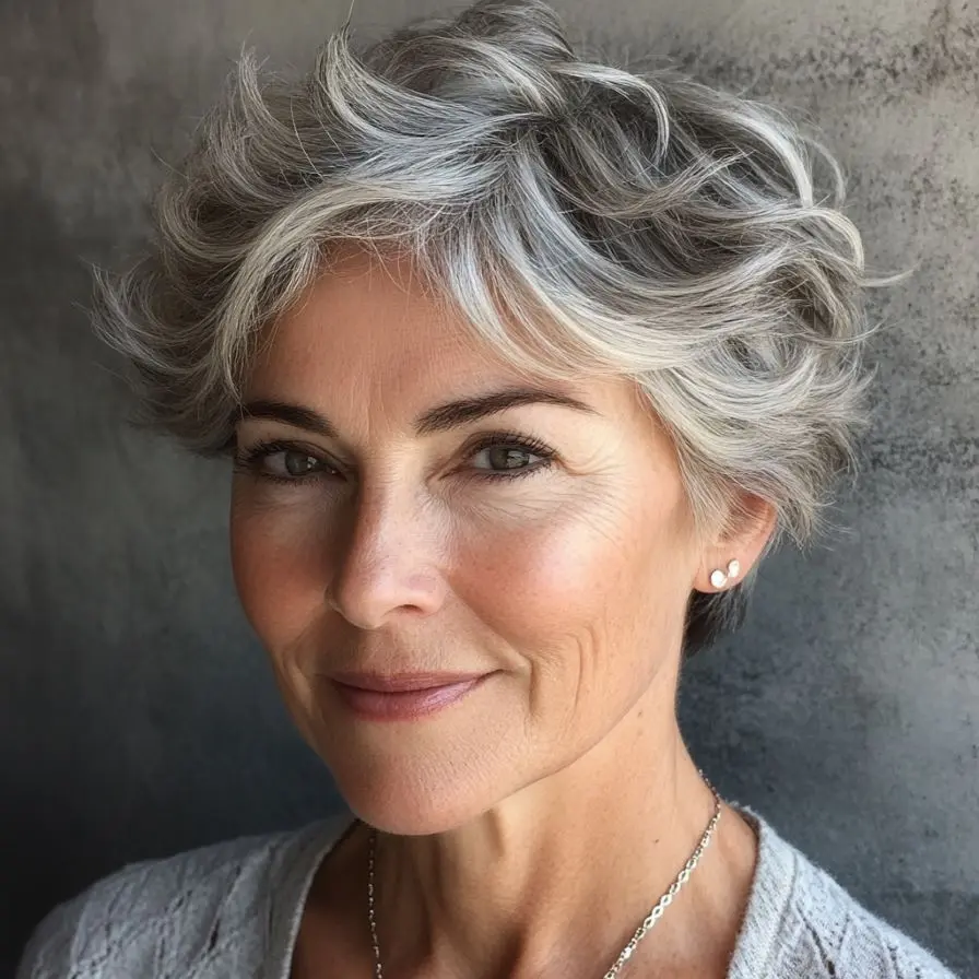 20. Wedge Pixie with Side Swept Bangs for Older Women