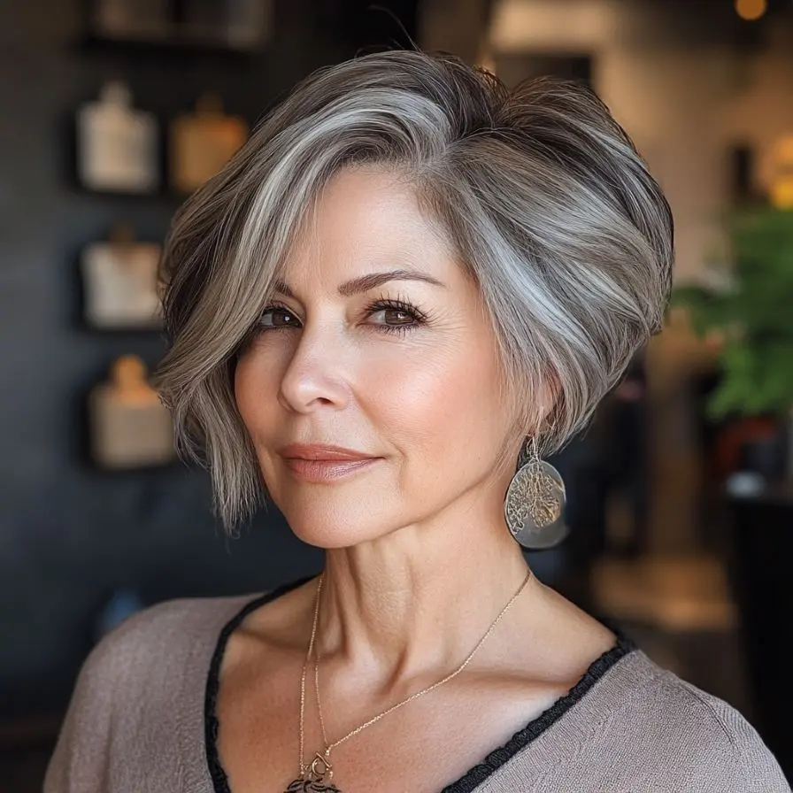 22. Wedge Hairstyle with Undercut for Older Women