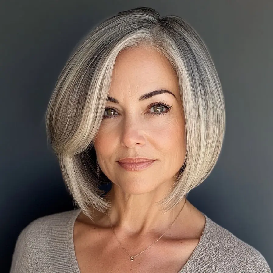 6. Asymmetrical Wedge Bob for Older Women