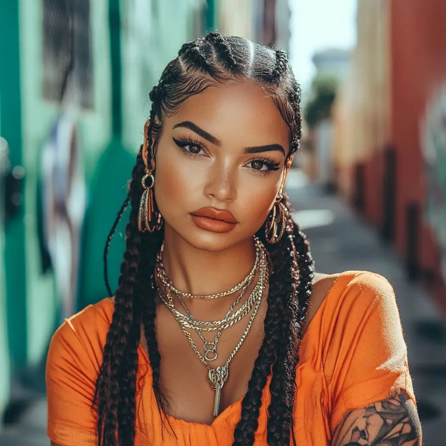 5.Chic Latina Side Cornrow Braids