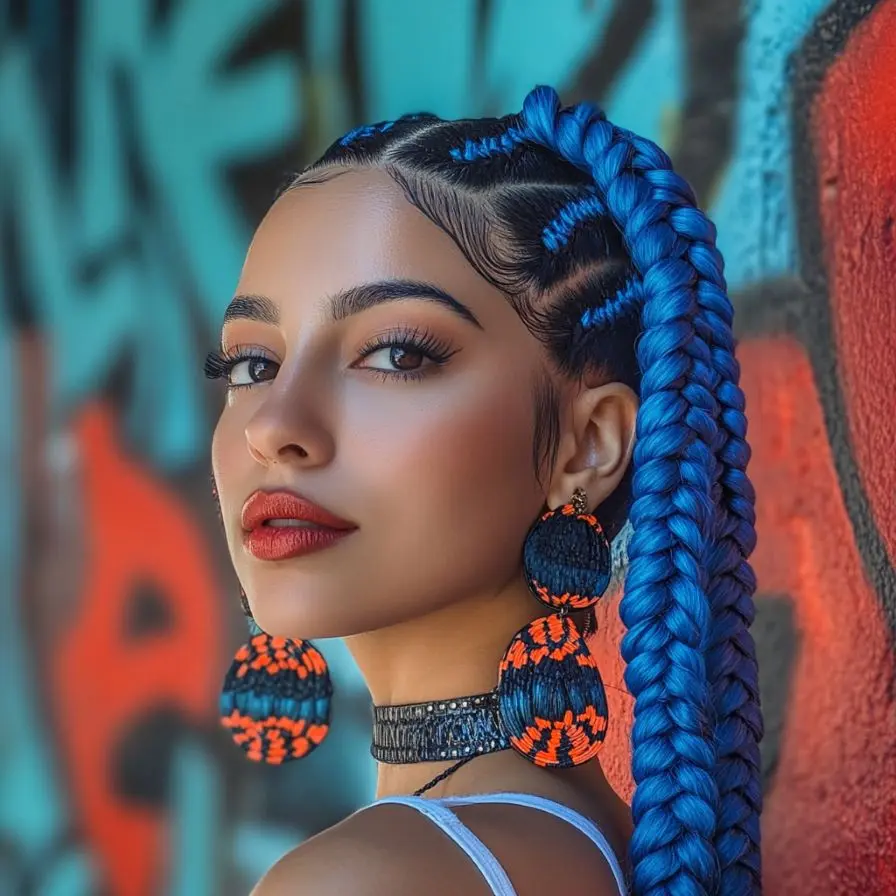 6.Vibrant Blue Braided Hairstyles