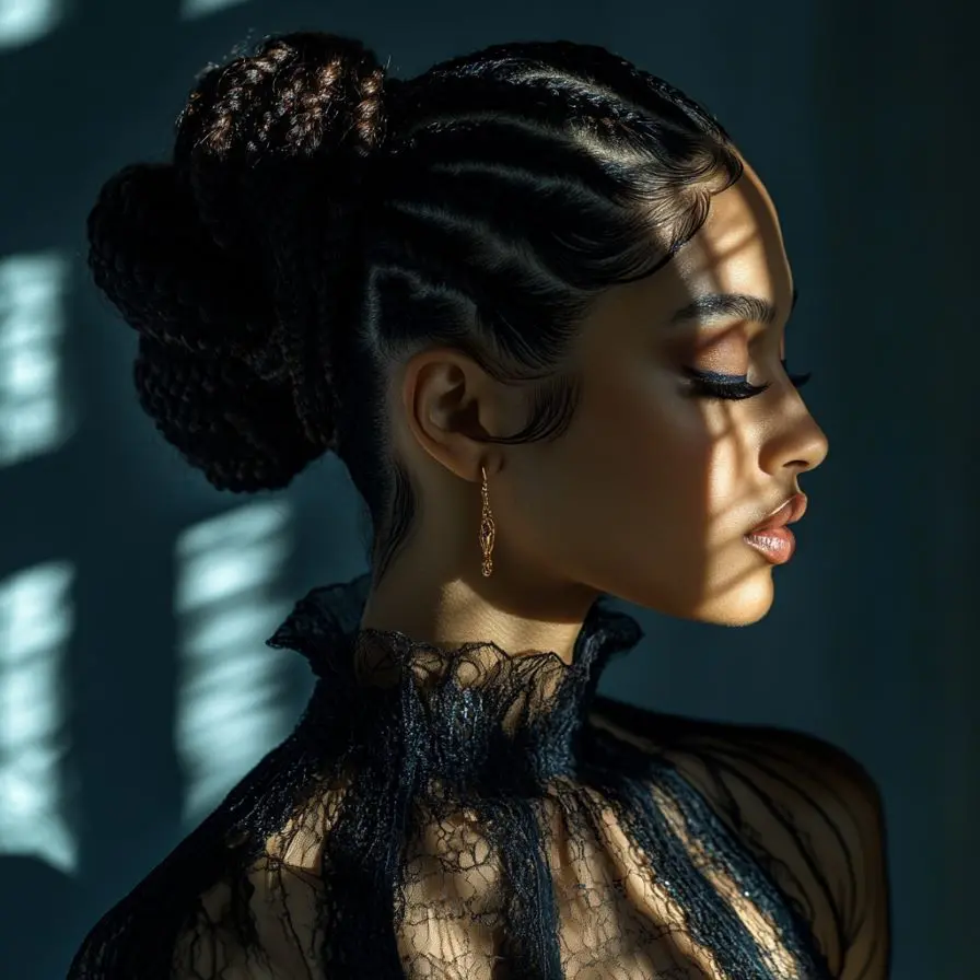 9.Stylish Braids and Buns Combination