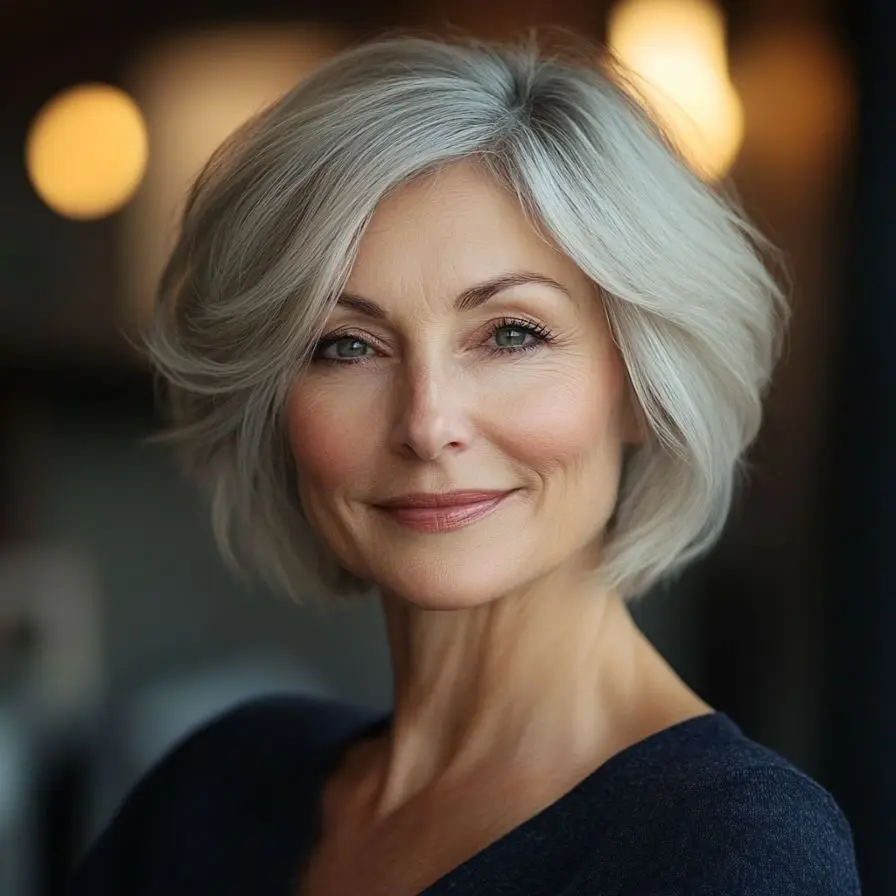 3 Chin Length Wispy Layers for Older Women