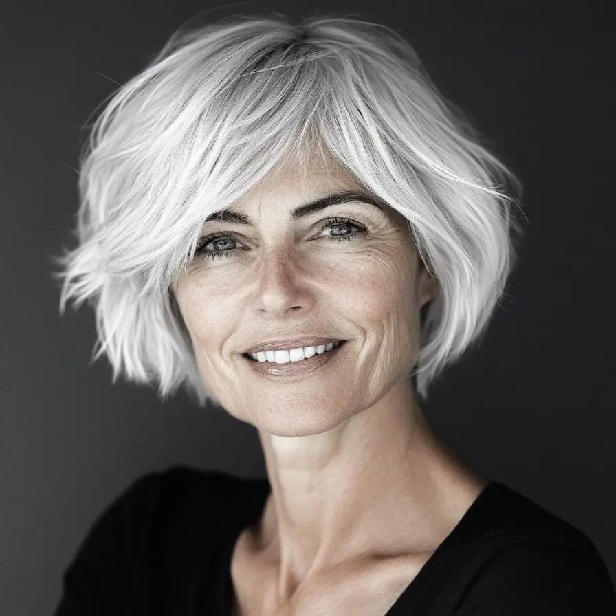 7 Textured Bob with Crown Layers for Women Over 60